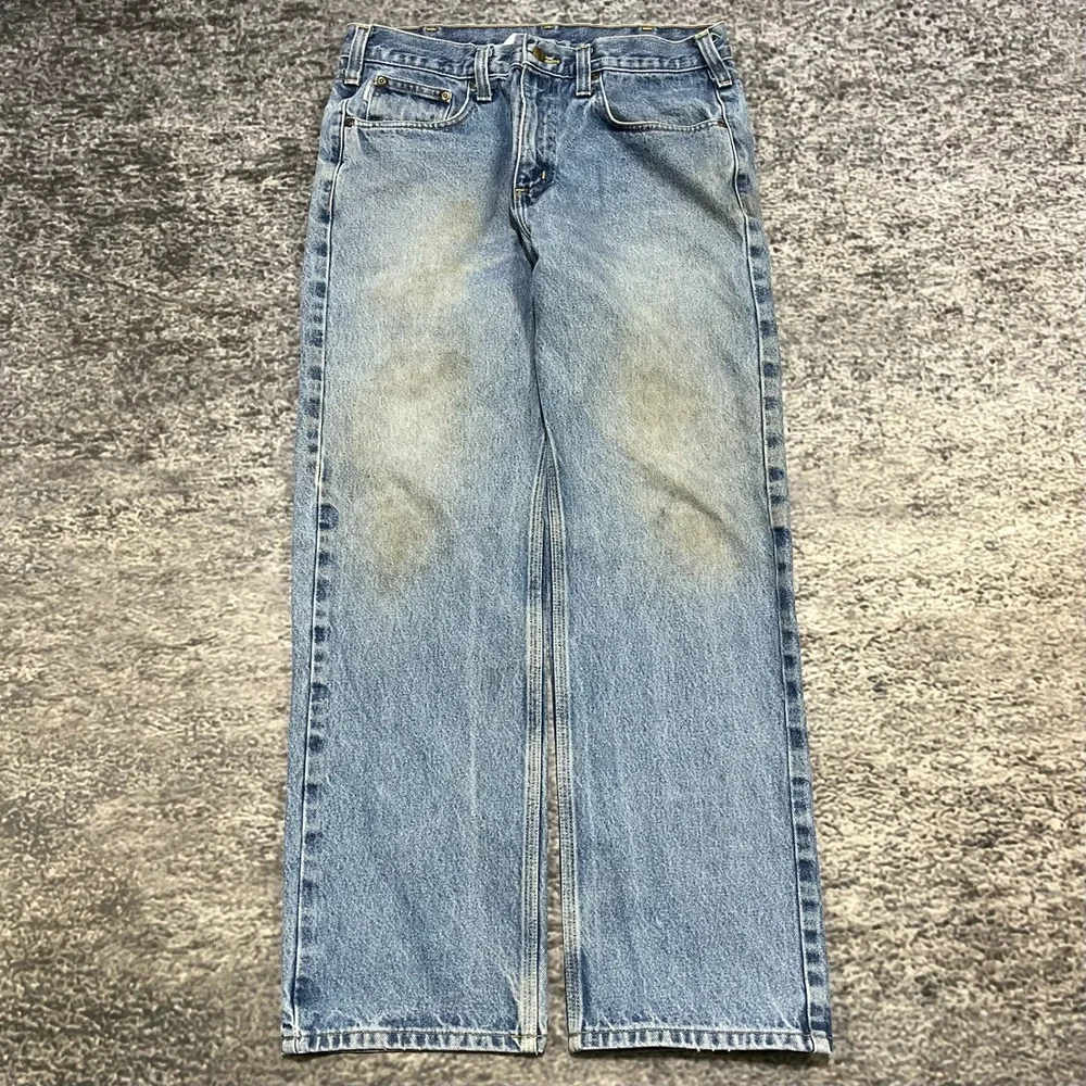 Carhartt Jeans Mens 34x30 Blue Faded Straight Traditional Fit‎ B480 DVB